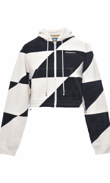 PRIVATE POLICY BLACK AND WHITE PXL CHECKER PIECING CROP JACKET