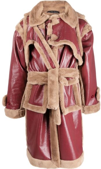 FAUX SHEARLING WRAP VEST DUFFLE COAT