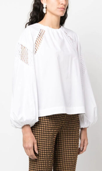 MSGM WHITE COTTON BLOUSE