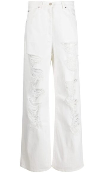 MSGM MID-RISE BOOTCUT WHITE JEANS