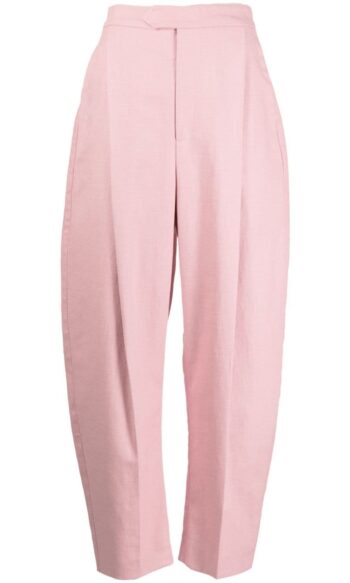 ANOUKI PINK LINEN HIGH WAISTED WIDE LEG PANTS