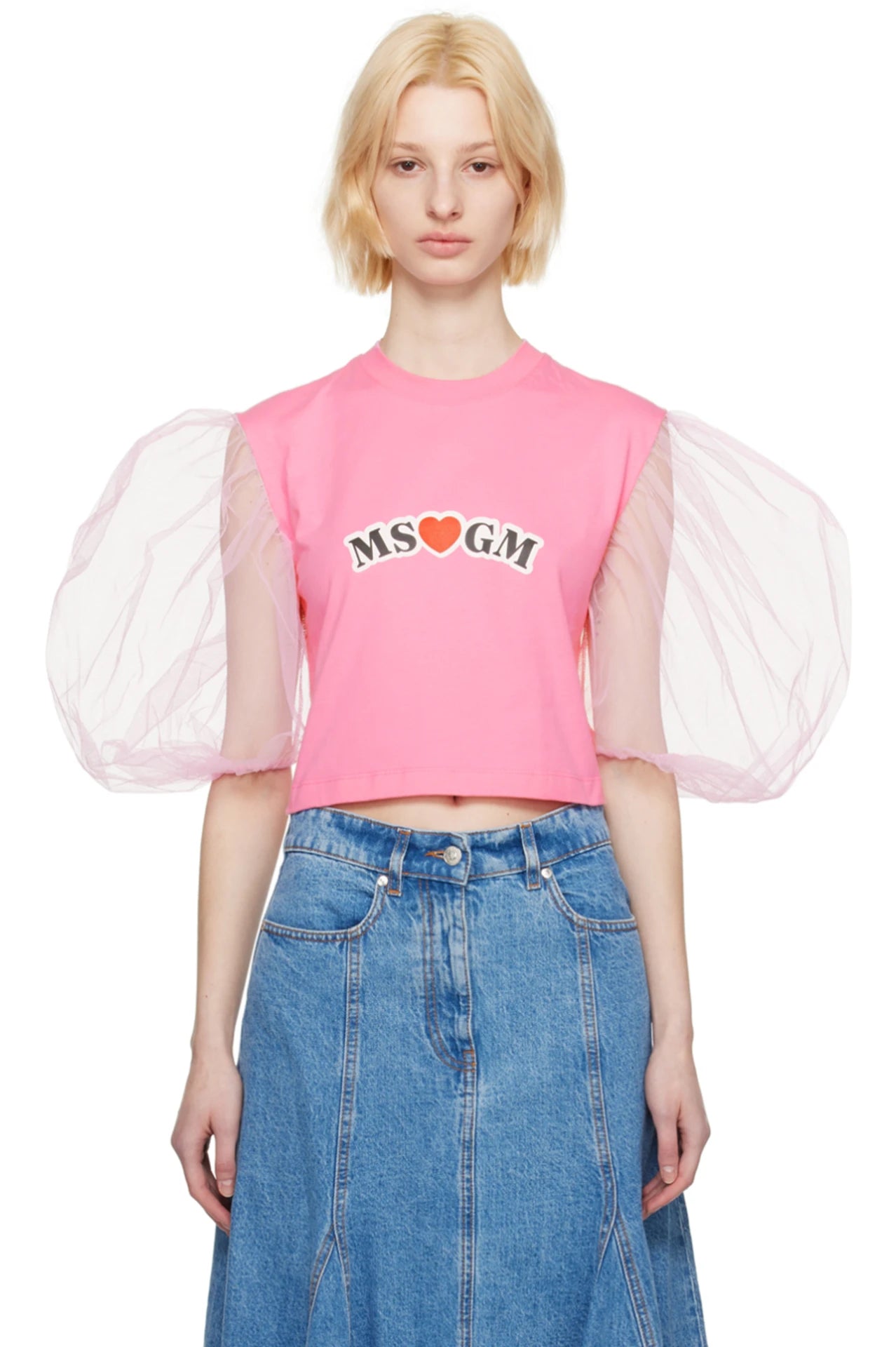 MSGM WOMAN'S PINK T-SHIRT MSGM WOMAN'S PINK T-SHIRT