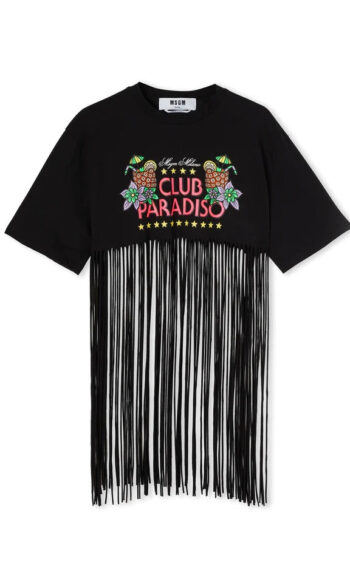 MSGM Graphic-print frayed T-Shirt