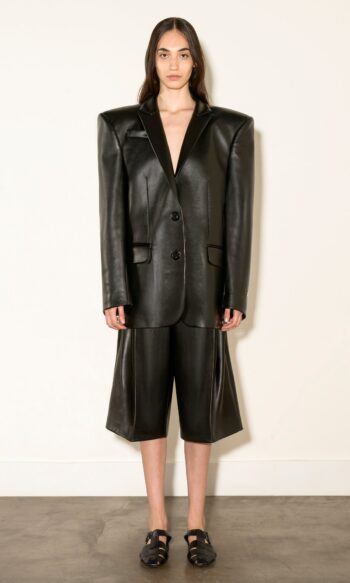 OVERSIZED BLACK VEHAN LEATHER BLAZER