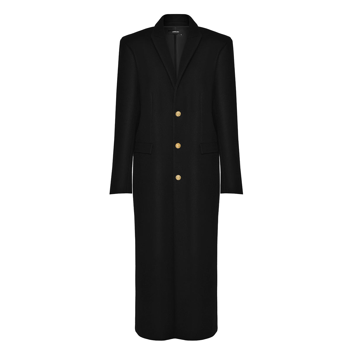 ANOUKI BLACK PRESSED WOOL MAN STYLE COAT 1 ANOUKI BLACK PRESSED WOOL MAN STYLE COAT