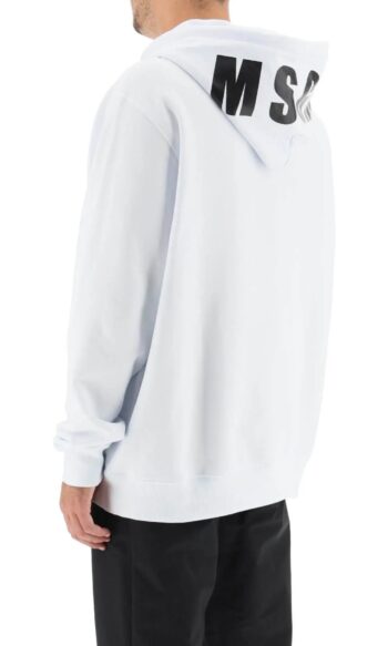MSGM MAN'S OPTICAL WHITE COTTON SWEATSHIRT