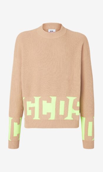 GCDS LIGHT BROWN LOW BAND SWEATER