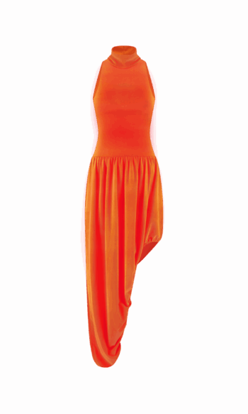 SIRAPOP ORANGE VELVET MIDI BUBBLE DRESS