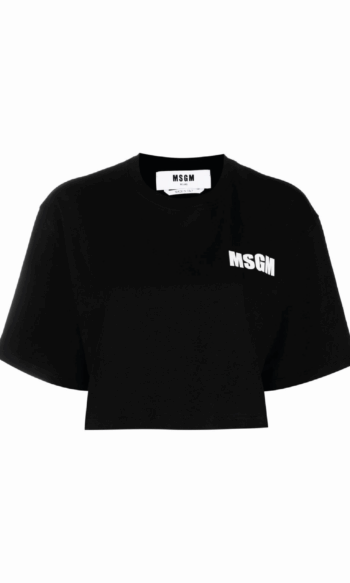 MSGM Logo-print cropped T-shirt