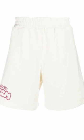 MSGM MAN'S COTTON CREAM SHORTS