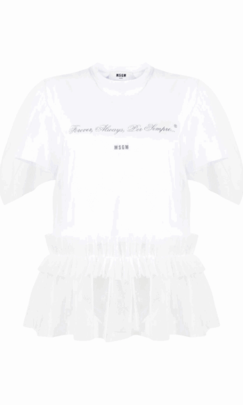 MSGM WOMAN'S OPTICAL WHITE T-SHIRT