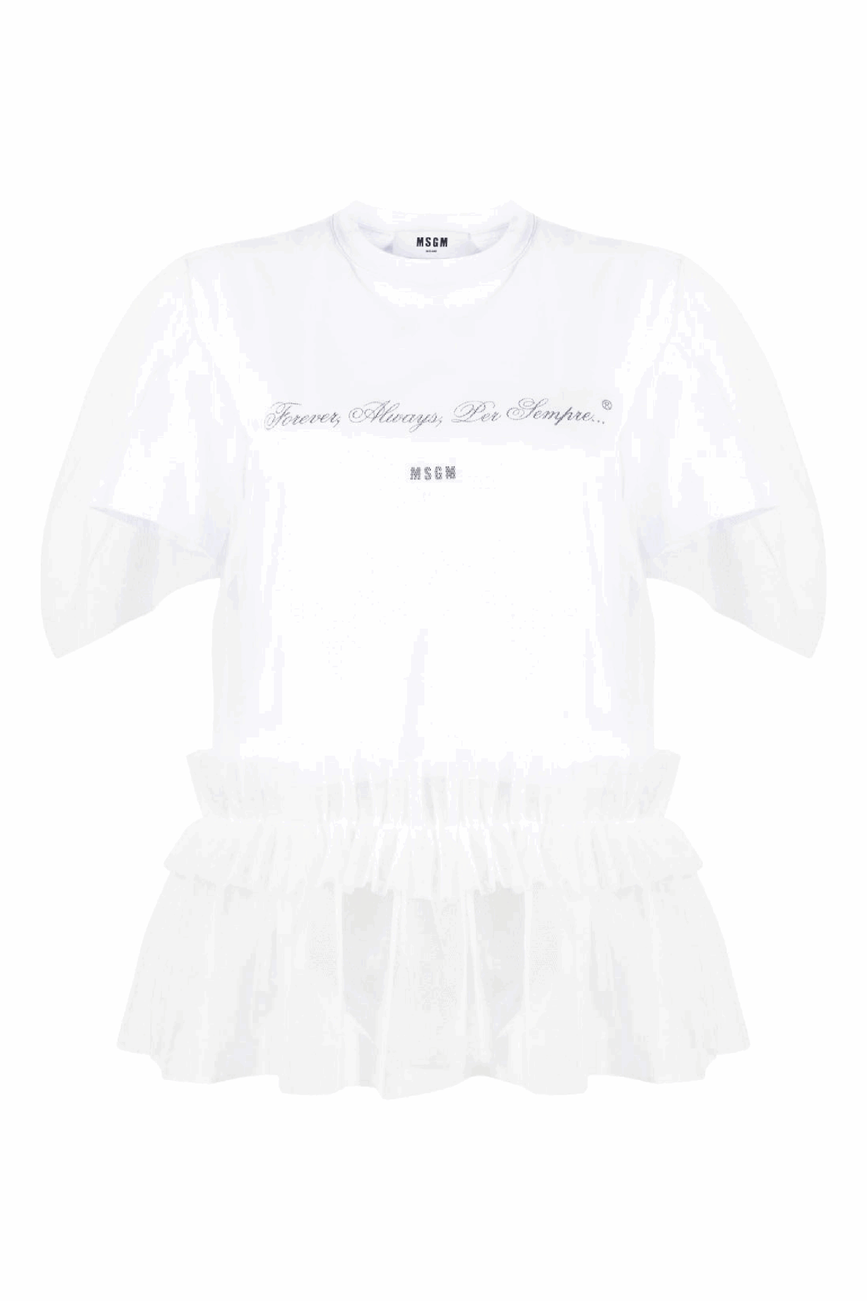 MSGM WOMAN'S OPTICAL WHITE T-SHIRT MSGM WOMAN'S OPTICAL WHITE T-SHIRT