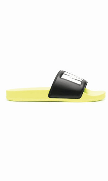 MSGM MEN'S NEON YELLOW AND BLACK SLIDE