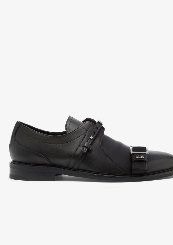 GCDS BLACK MULTI LACE BUCKLE DERBY SHOES