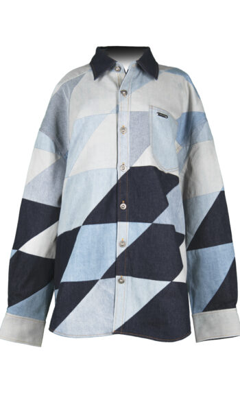 PRIVATE POLICY UPCYCLING PXL CHECKER DENIM SHIRT JACKET