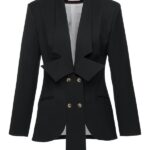 [S BK -1JanashiaSS22] SINGLE BREASTED DEEP V-NECK BLAZER (S)