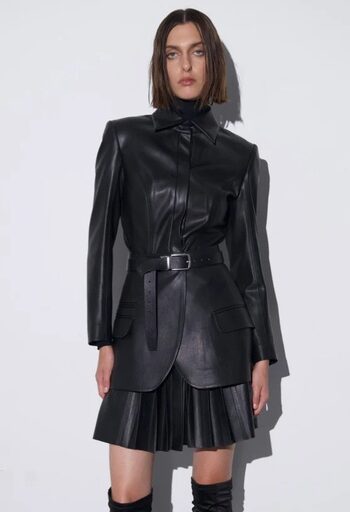 GUDO VEGAN LEATHER MINI SKIRT