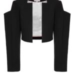 [S-N012] CROPPED BLAZER WITH ASSYMETRIC PUFF SLEEVES (S)