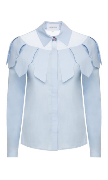 JANASHIA LIGHT BLUE SHIRT WITH WAVY LEAVES