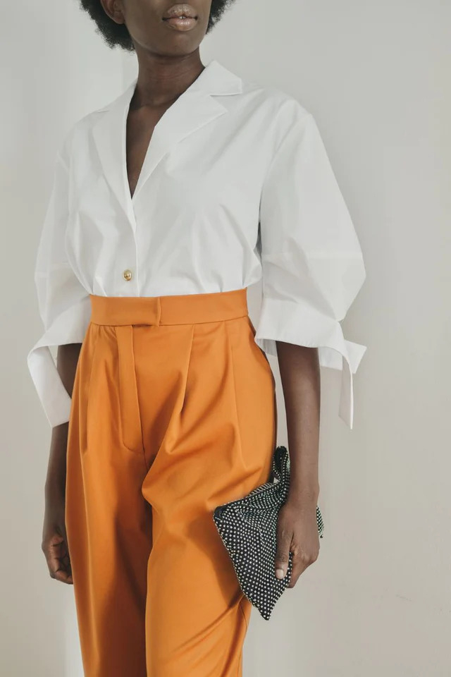 White Bubble Sleeve Blouse1