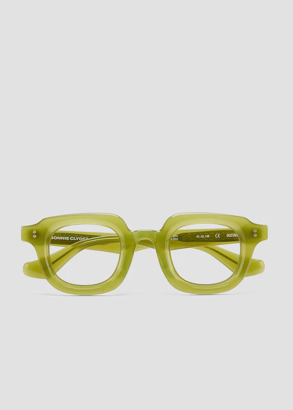 Gustave.MilkyGreen.Clear.Face Gustave - Milky Green and Clear Lens