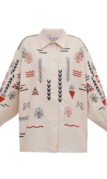 ETNODIM Beige linen embroidered shirt SLOVO