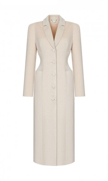 Arapkhanova Square shoulder fitted coat beige