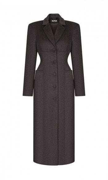 Arapkhanova Square shoulder fitted coat brown