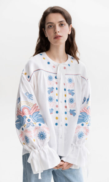 Etnodim White embroidered shirt with abundant embroidery Prychornomorya