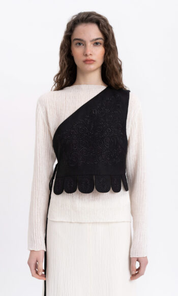 Etnodim Asymmetric vest with black embroidery in tone "Osiayna"