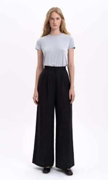 Etnodim Black linen women's pants "Agrus"