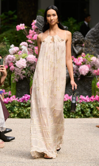 Sara Wong Yellow embroidered halter dress