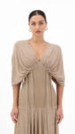 En&Ay Long vibrant beige dress with waist ties