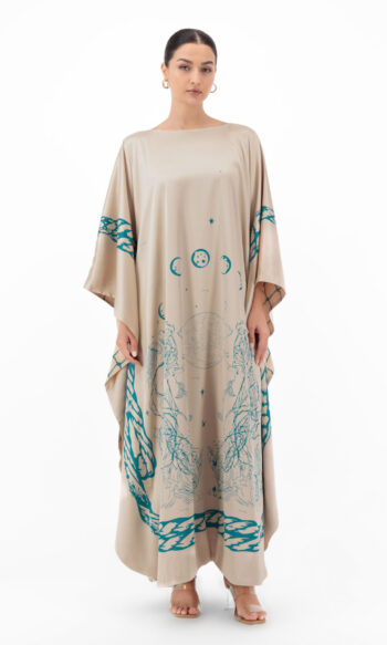 En&Ay Scarf Style Printed dress beige