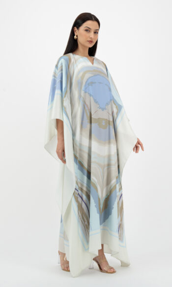 En&Ay Scarf Style Printed dress skyblue